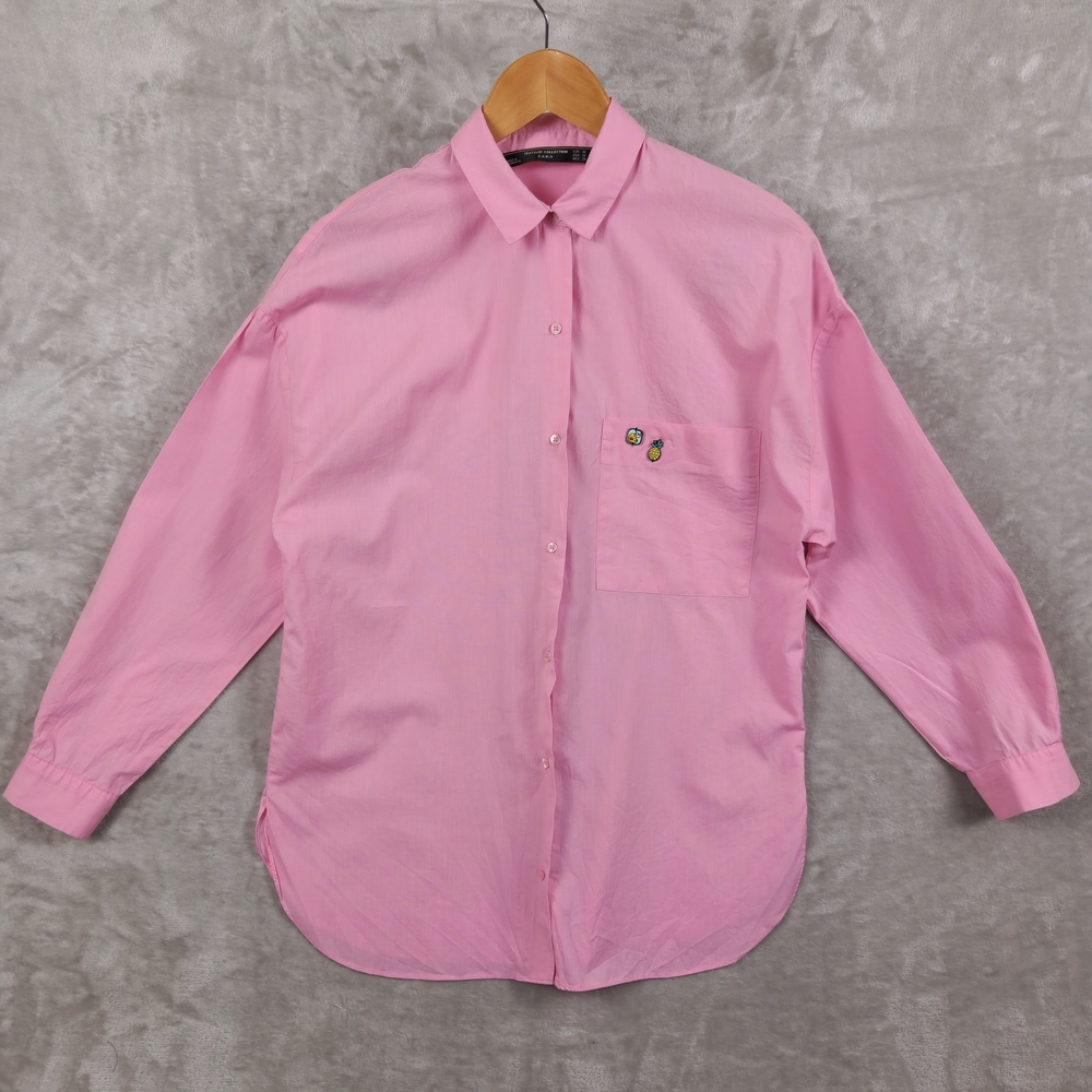 Zara Trafaluc Shirt Womens Size M Pink With Small Charms
